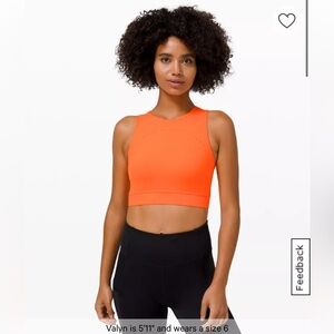 Lululemon Neon Orange Hotty Hot Cropped Tank Size 8